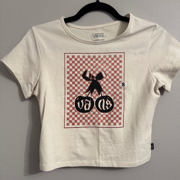 Vans Tops - NWT Vans Cream Cherry Cropped T-Shirt size S